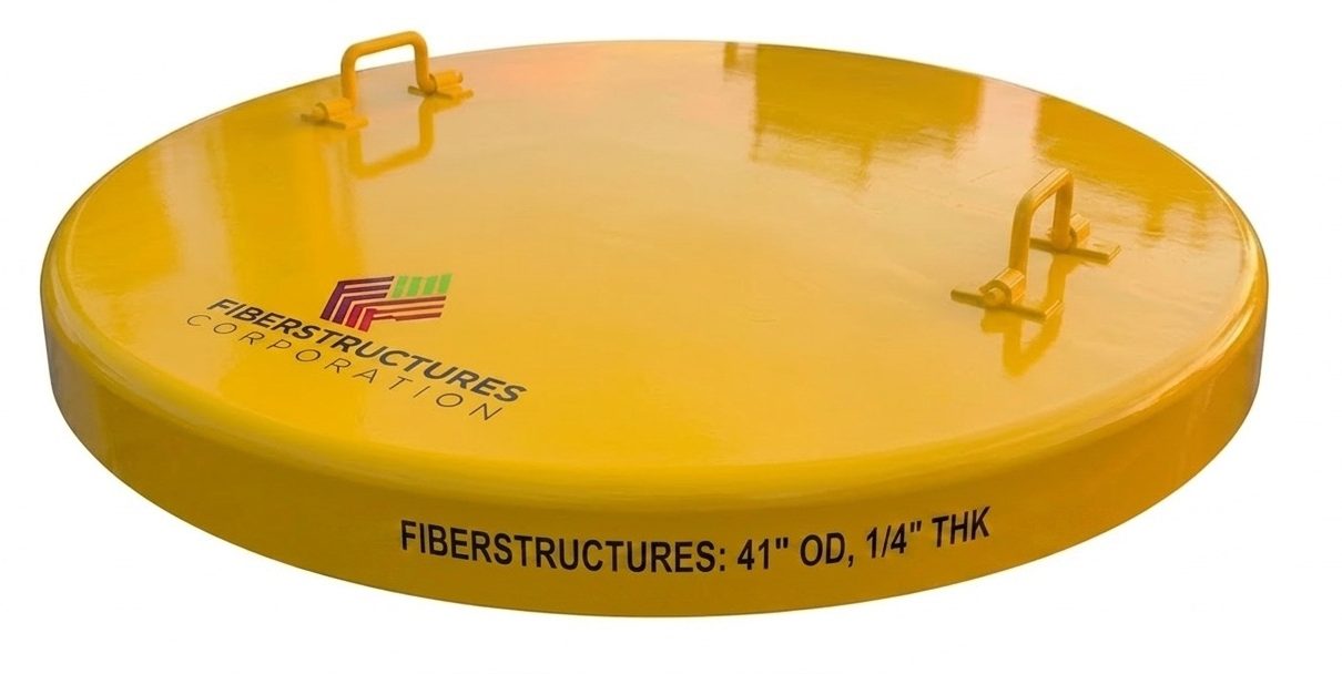 Tapa de fibra de vidrio circular amarilla para registro Fiberstructures