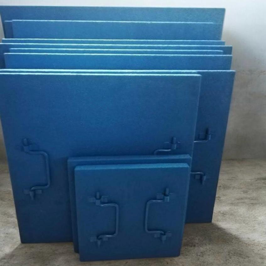 Tapa de fibra de vidrio plana azul para registro industrial